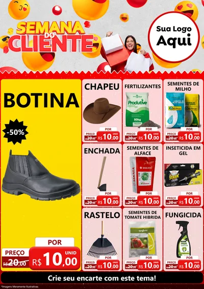 Modelo de Encarte para Encarte A4 Vertical com o tema Semana do Cliente para Agropecuária