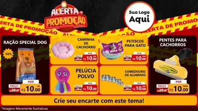 Modelo de TV para TV Horizontal com o tema Alerta de Promoção para Pet Shop