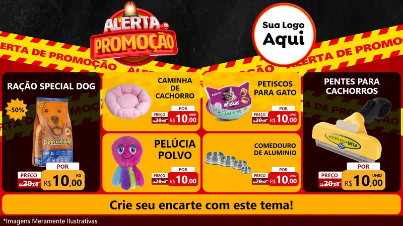 Modelo de TV para TV Horizontal com o tema Alerta de Promoção para Pet Shop