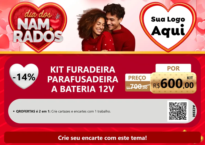 Modelo de Cartaz para Cartaz A4 Horizontal com o tema Dia dos Namorados para Maquinas e Ferramentas
