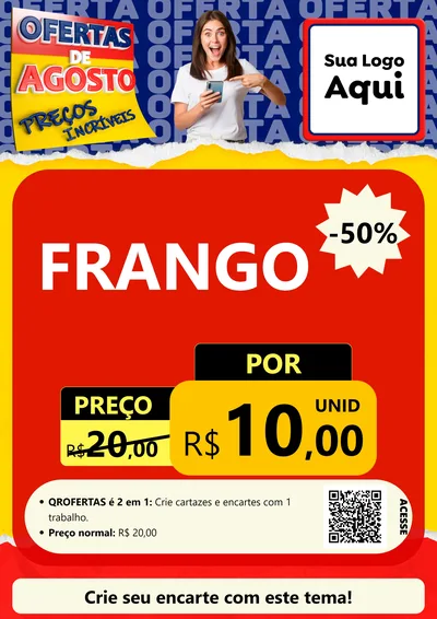 Modelo de Cartaz para Cartaz A4 Vertical com o tema Ofertas de Agosto - Preços Incríveis para Assados