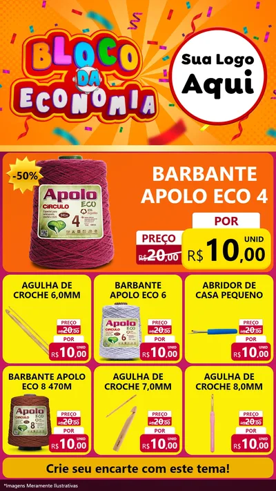 Modelo de Rede Social para Stories com o tema Bloco da Economia para Armarinho e Aviamentos