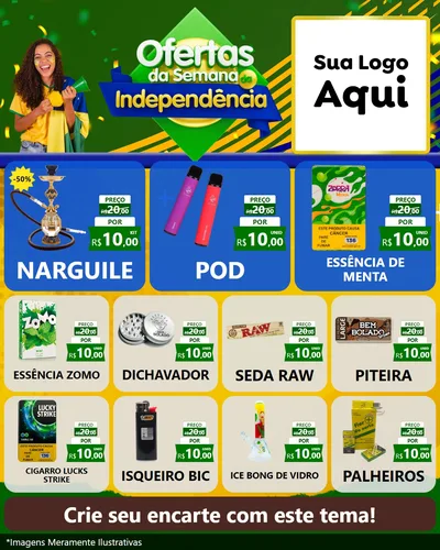 Modelo de Rede Social para Feed Instagram com o tema Ofertas da Semana da Independência para Tabacaria