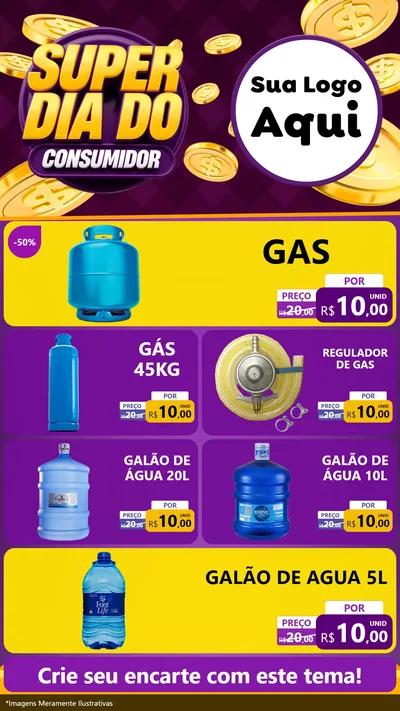 Modelo de TV para TV Vertical com o tema Super Dia do Consumidor para Água e gás