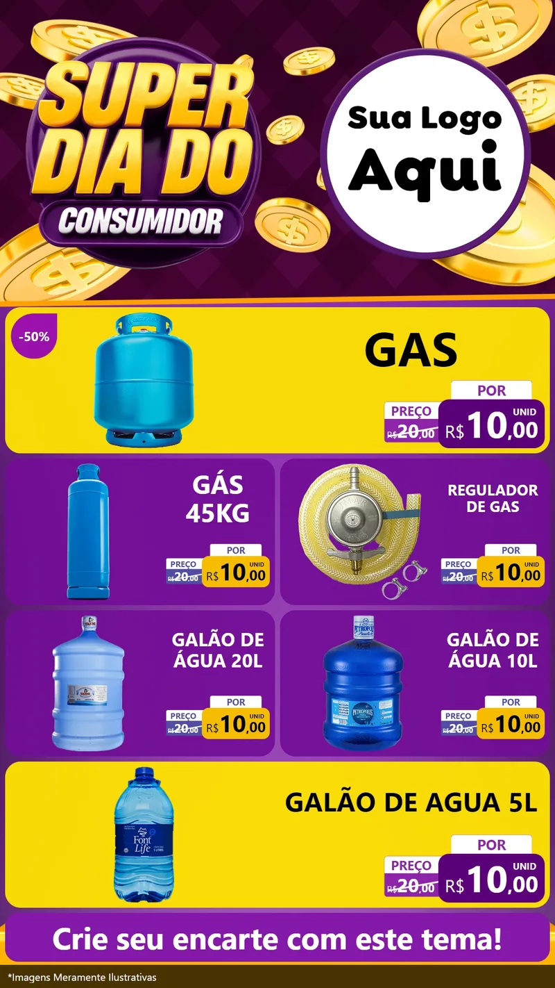 Modelo de TV para TV Vertical com o tema Super Dia do Consumidor para Água e gás