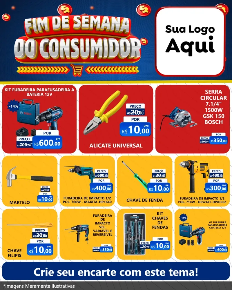Modelo de Rede Social para Feed Instagram com o tema Fim de Semana do Consumidor para Maquinas e Ferramentas