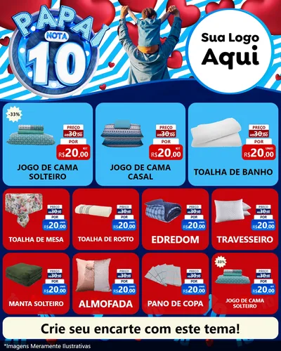 Modelo de Rede Social para Feed Instagram com o tema Papai Nota 10 para Cama, Mesa e Banho