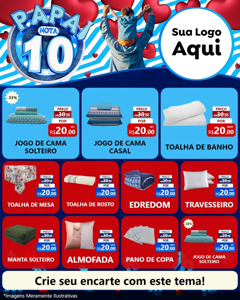 Modelo de Rede Social para Feed Instagram com o tema Papai Nota 10 para Cama, Mesa e Banho