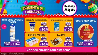 Modelo de TV para TV Horizontal com o tema Esquenta de Carnaval para Frios e Laticínios