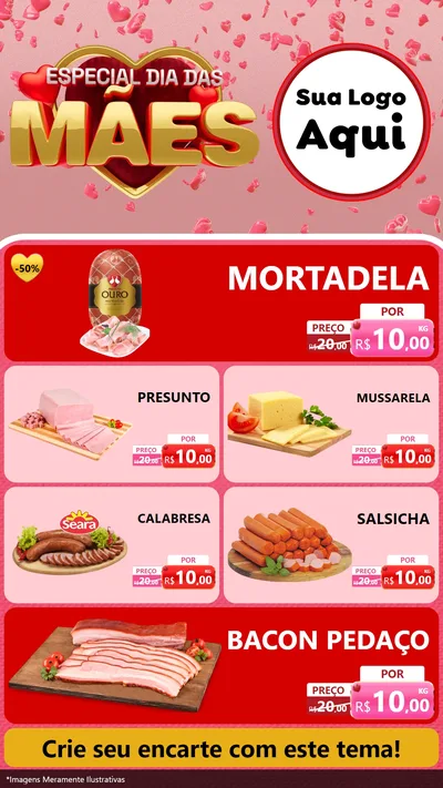 Modelo de TV para TV Vertical com o tema Especial Dia Das Mães para Frios e Laticínios