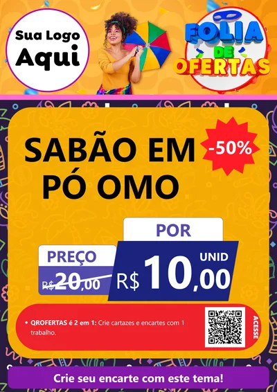 Modelo de Cartaz para Cartaz A4 Vertical com o tema Folia de Ofertas para Produtos de Limpeza