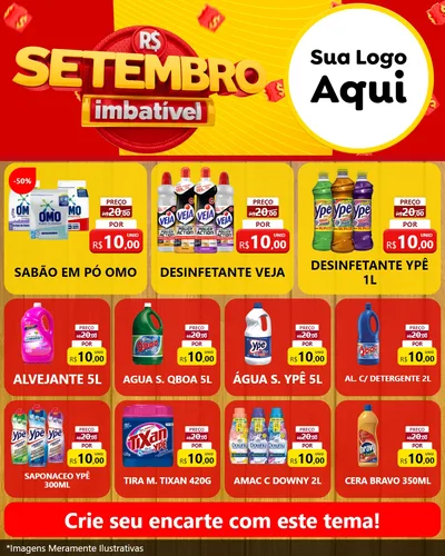 Modelo de Rede Social para Feed Instagram com o tema Setembro Imbatível para Produtos de Limpeza