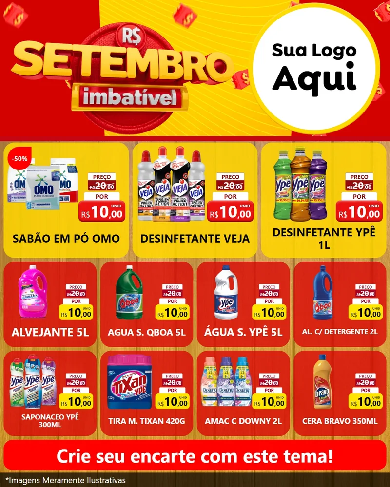 Modelo de Rede Social para Feed Instagram com o tema Setembro Imbatível para Produtos de Limpeza