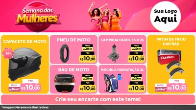 Modelo de TV para TV Horizontal com o tema Semana das Mulheres para Moto peças