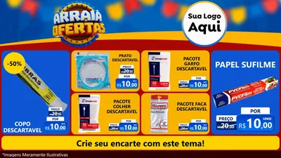 Modelo de TV para TV Horizontal com o tema Arraiá de Ofertas - Junina para Embalagens