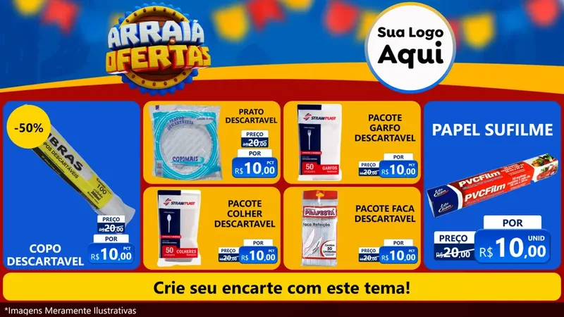 Modelo de TV para TV Horizontal com o tema Arraiá de Ofertas - Junina para Embalagens