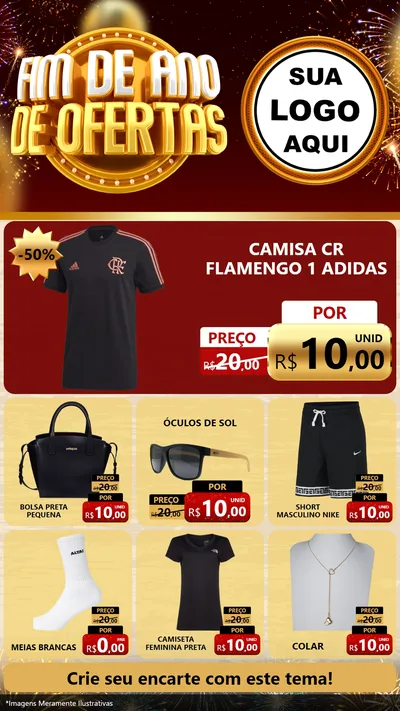 Modelo de Rede Social para Stories com o tema Fim de Ano de Ofertas para Roupas e acessórios