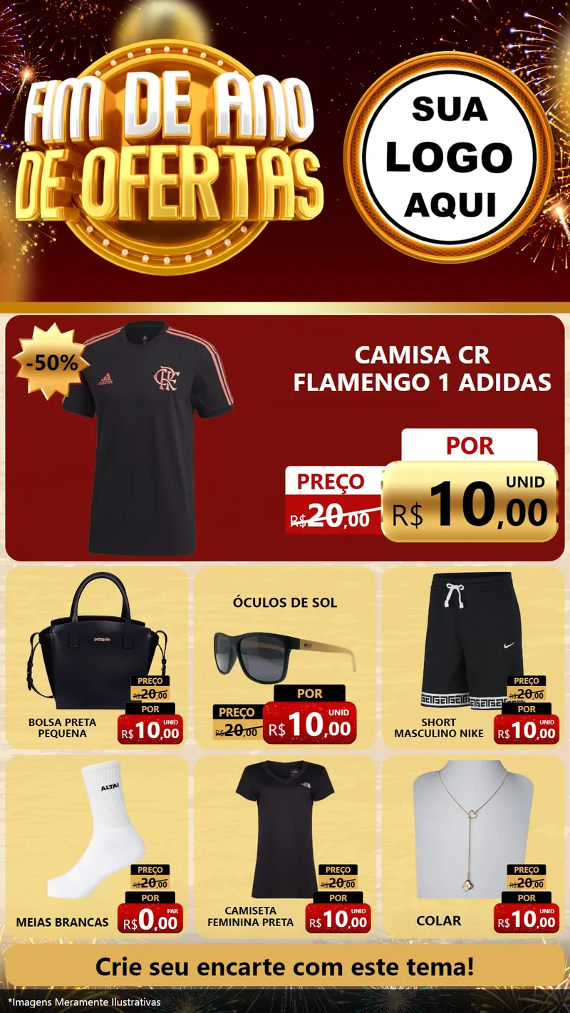 Modelo de Rede Social para Stories com o tema Fim de Ano de Ofertas para Roupas e acessórios