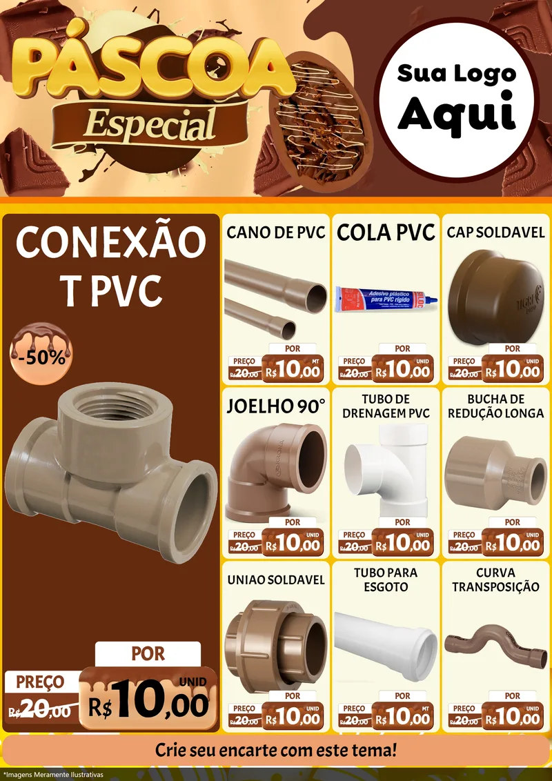 Modelo de Encarte para Encarte A4 Vertical com o tema Páscoa Especial para Tubos e conexões