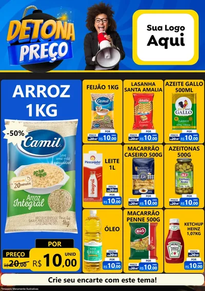 Modelo de Encarte para Encarte A4 Vertical com o tema Detona Preços para Supermercado