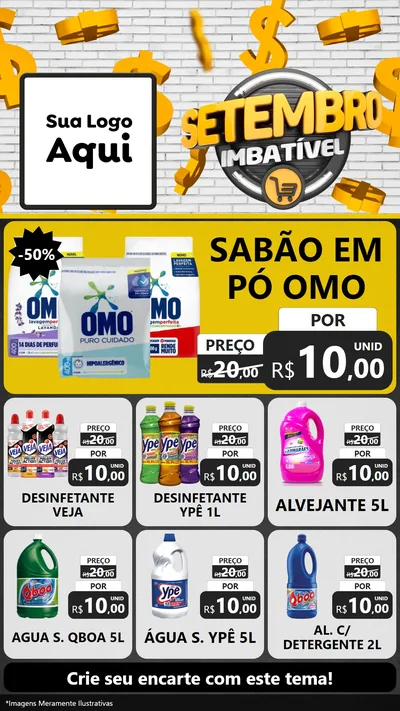 Modelo de Rede Social para Stories com o tema Setembro Imbatível para Produtos de Limpeza