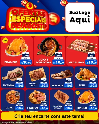 Modelo de Rede Social para Feed Instagram com o tema Ofertas Especiais de Agosto para Assados
