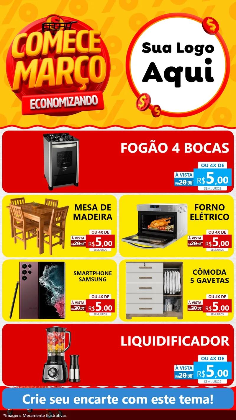 Modelo de TV para TV Vertical com o tema Comece Março Economizando para Móveis e Eletro
