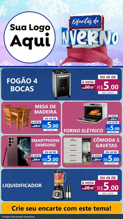 Modelo de TV para TV Vertical com o tema Ofertas de Inverno para Móveis e Eletro