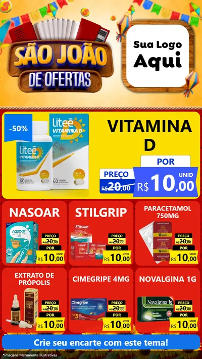 Modelo de Rede Social para Stories com o tema São João de Ofertas para Farmácia