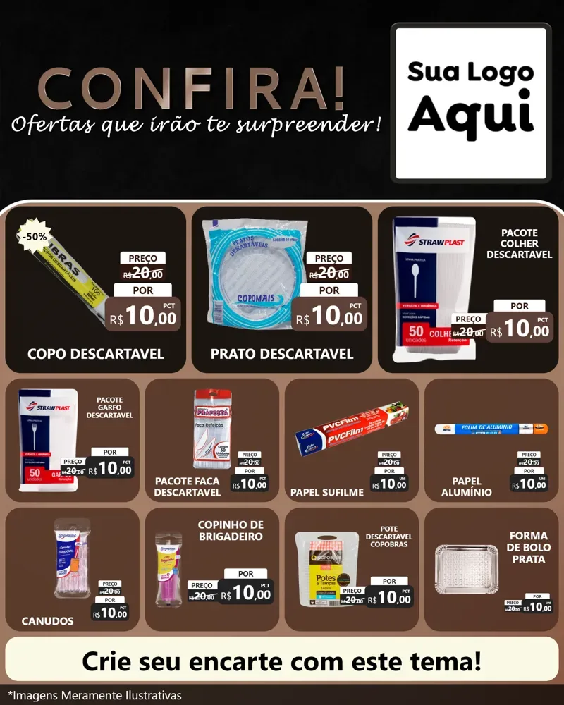 Modelo de Rede Social para Feed Instagram com o tema Confira! Ofertas que irão te surpreender! para Embalagens