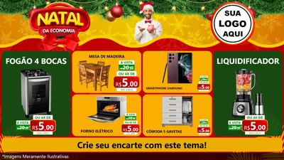 Modelo de TV para TV Horizontal com o tema Natal da Economia para Móveis e Eletro