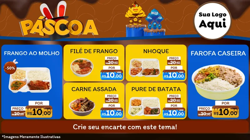 Modelo de TV para TV Horizontal com o tema Páscoa para Restaurante