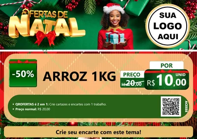 Modelo de Cartaz para Cartaz A4 Horizontal com o tema Ofertas de Natal para Supermercado