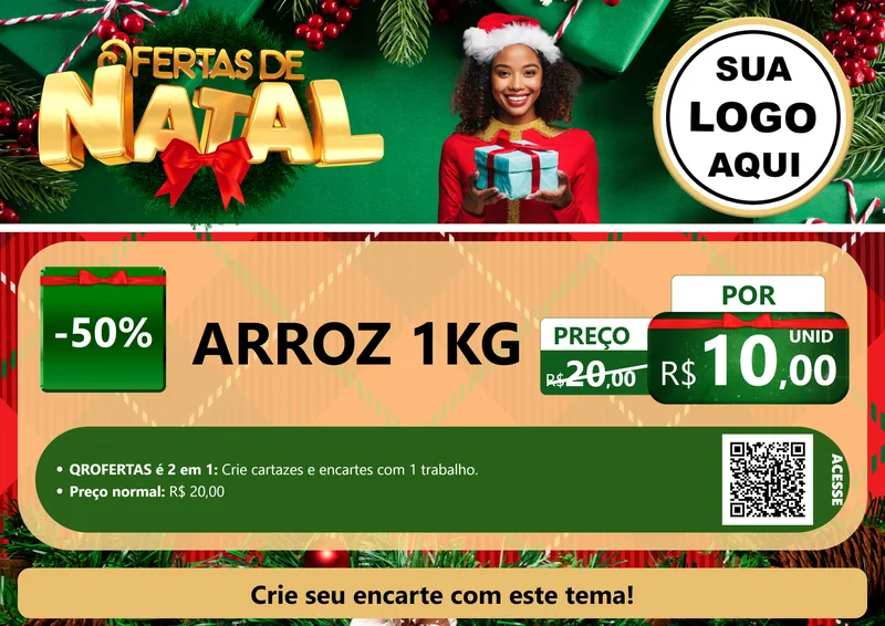 Modelo de Cartaz para Cartaz A4 Horizontal com o tema Ofertas de Natal para Supermercado