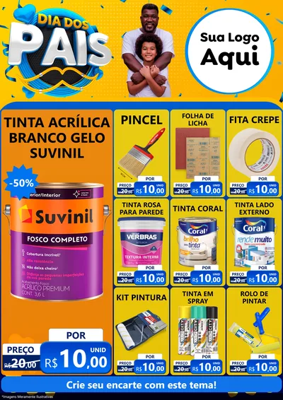 Modelo de Encarte para Encarte A4 Vertical com o tema Dia dos Pais para Tintas e Ferramentas