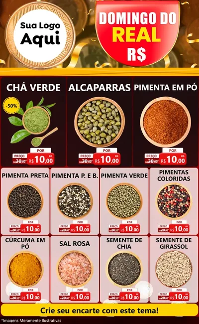 Modelo de Encarte para Encarte Grande com o tema Domingo do Real para Produtos Naturais