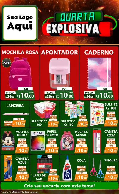 Modelo de Encarte para Encarte Grande com o tema Quarta Explosiva para Papelaria