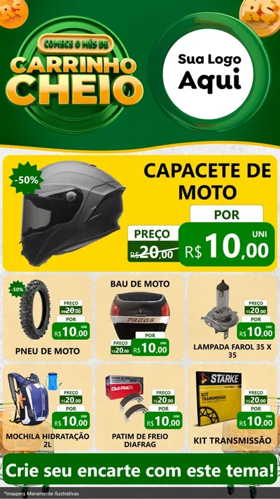 Modelo de Rede Social para Stories com o tema Carrinho Cheio para Moto peças