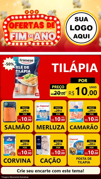 Modelo de Rede Social para Stories com o tema Ofertas de Fim de Ano para Peixaria