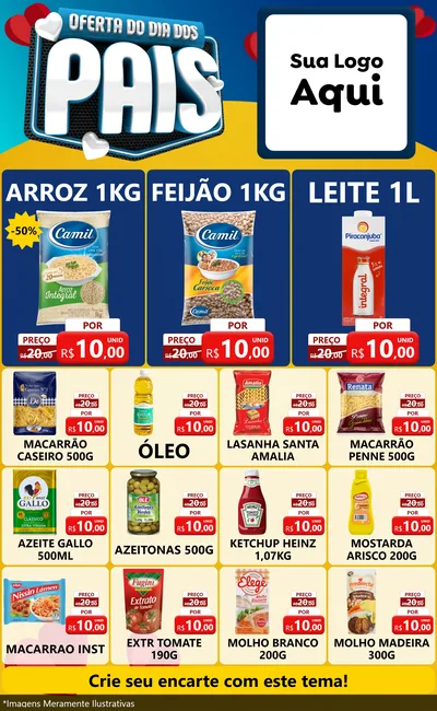 Modelo de Encarte para Encarte Grande com o tema Oferta Do Dia Dos Pais para Supermercado