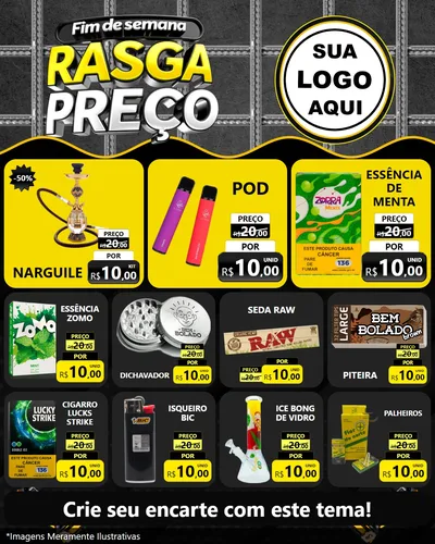 Modelo de Rede Social para Feed Instagram com o tema Fim de Semana Rasga Preço para Tabacaria