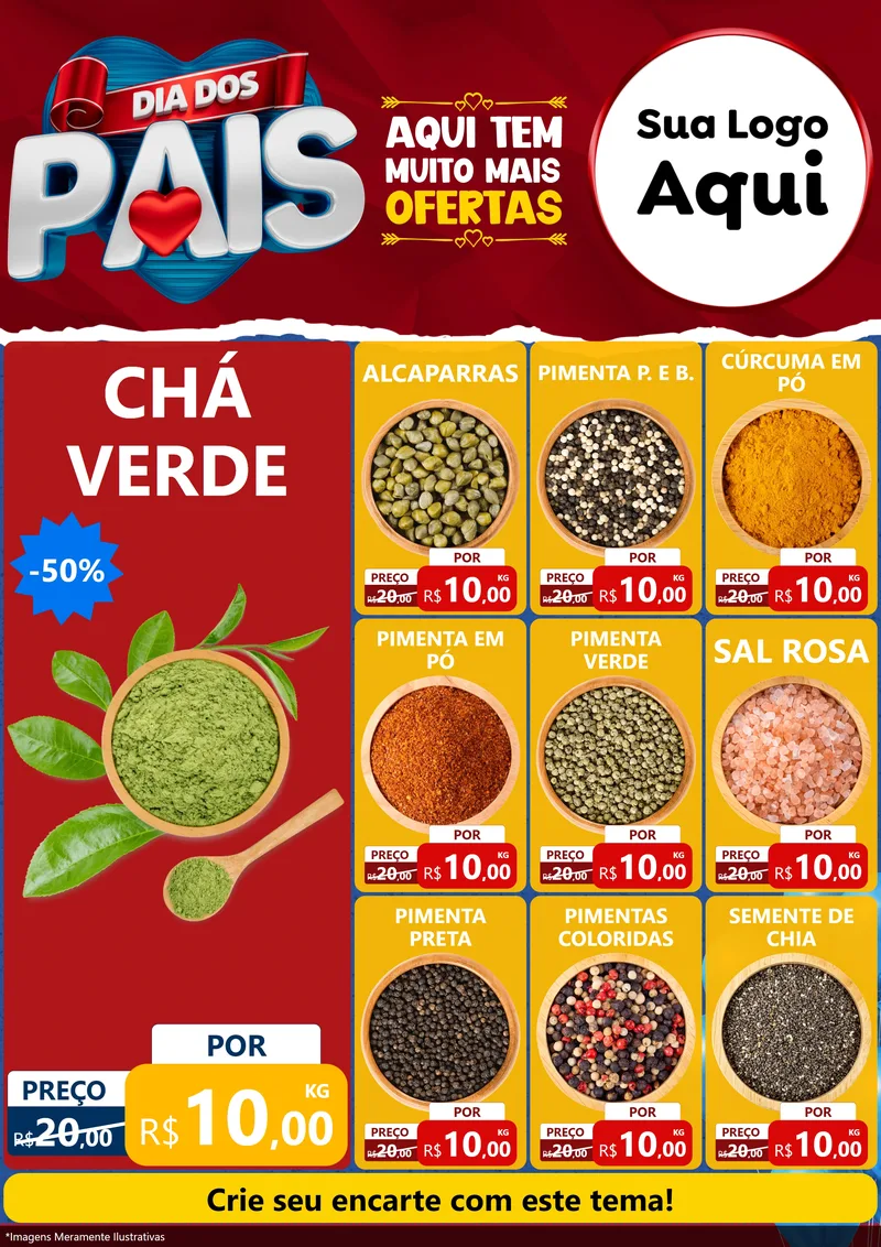 Modelo de Encarte para Encarte A4 Vertical com o tema Dia dos Pais para Produtos Naturais
