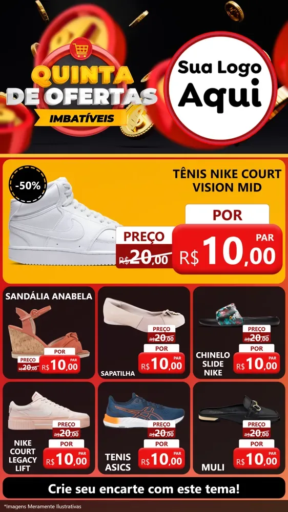 Modelo de Rede Social para Stories com o tema Quinta de Ofertas Imbatíveis para Calçados