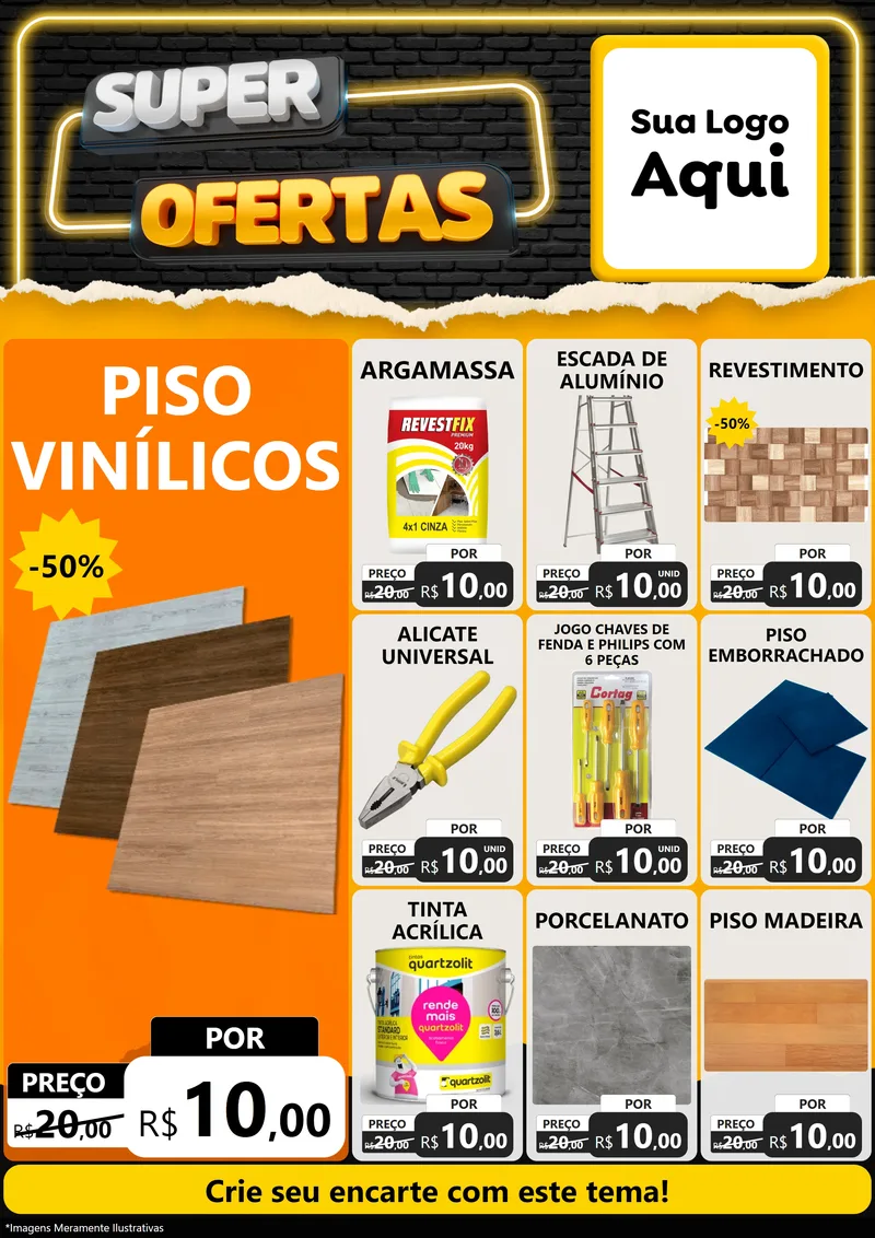 Modelo de Encarte para Encarte A4 Vertical com o tema Super Ofertas para Material para Construção
