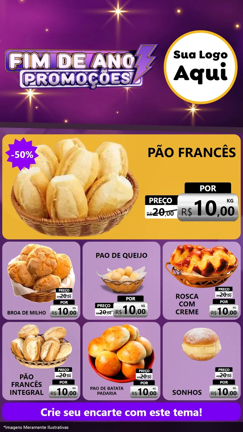 Modelo de Rede Social para Stories com o tema Fim de Ano Promoções para Padaria