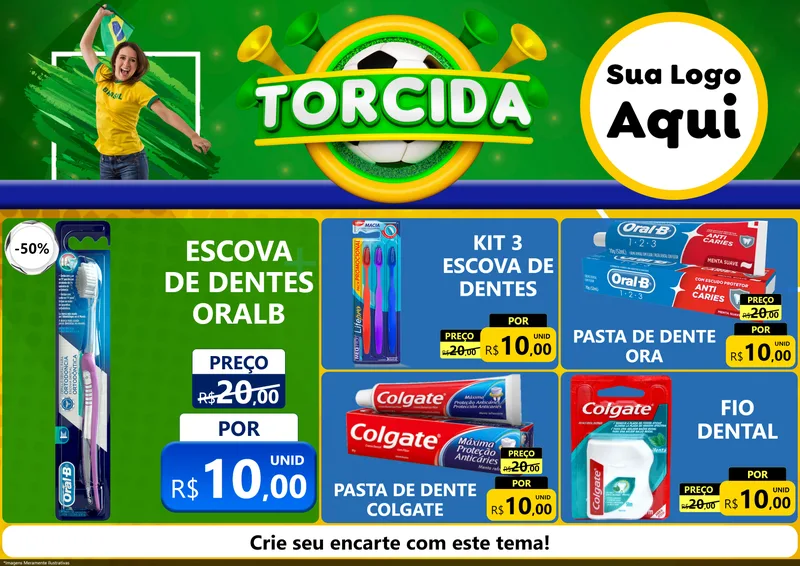 Modelo de Encarte para Encarte A4 Horizontal com o tema Torcida para Higiene Pessoal