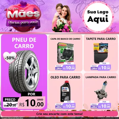 Modelo de Rede Social para Feed Facebook com o tema Dia das Mães Ofertas para Você! para Auto peças