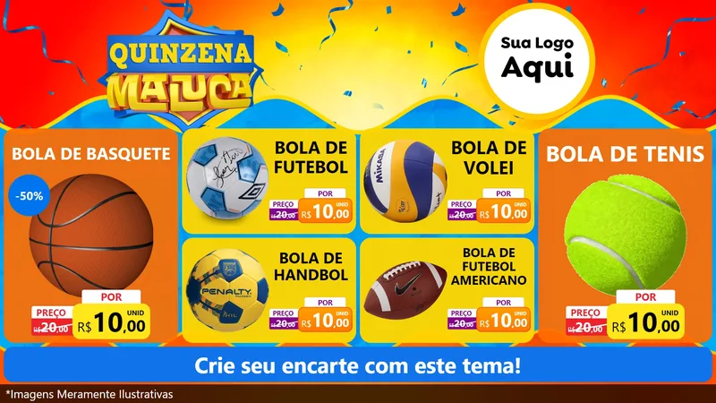 Modelo de TV para TV Horizontal com o tema Quinzena Maluca para Artigos Esportivos