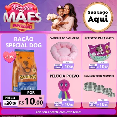 Modelo de Rede Social para Feed Facebook com o tema Mês das Mães Imperdível para Pet Shop