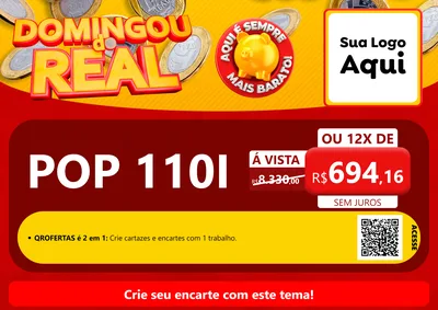 Modelo de Cartaz para Cartaz A4 Horizontal com o tema Domingou do Real para Concessionaria de Motos